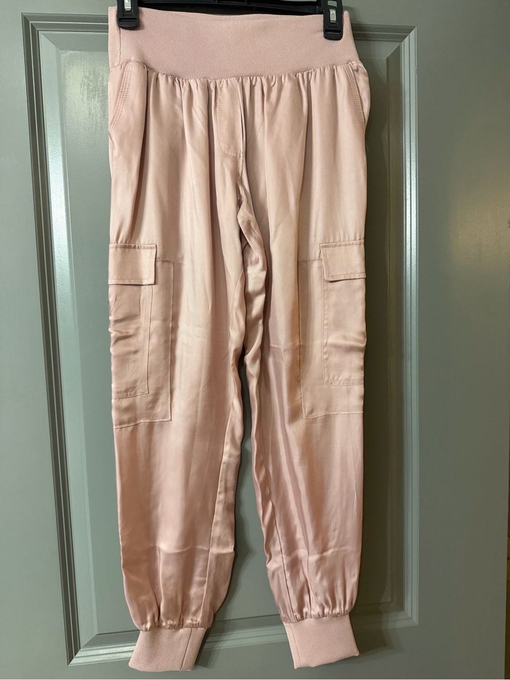 Tous les Jours Lightweight Satin Cargo Jogger Pants - Blush Pink